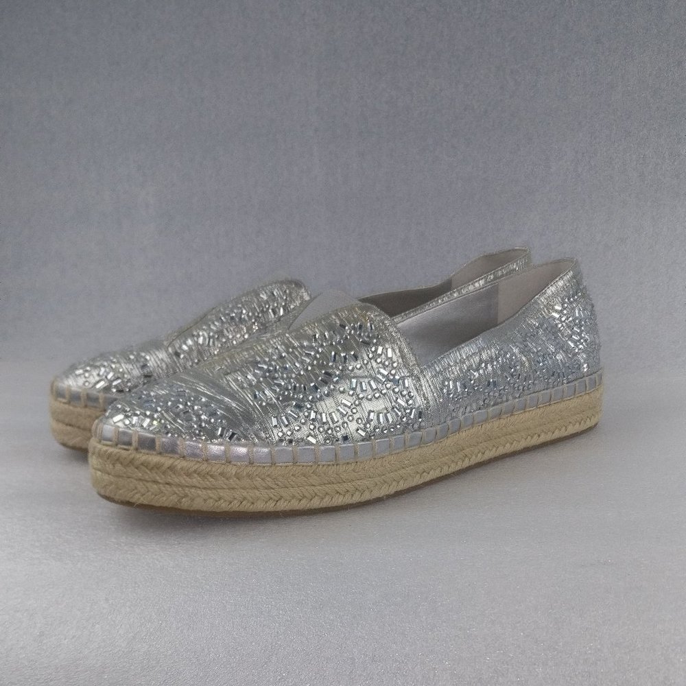 GIANNI BINI Espadrille Loafer with Sequins sparkly jewels, padded insole 8.5 NEW